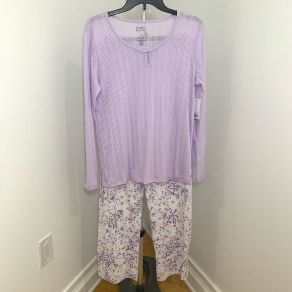 New Womens Croft & Barrow Purple Floral Pajama Set Size Small - Picture 2 of 14